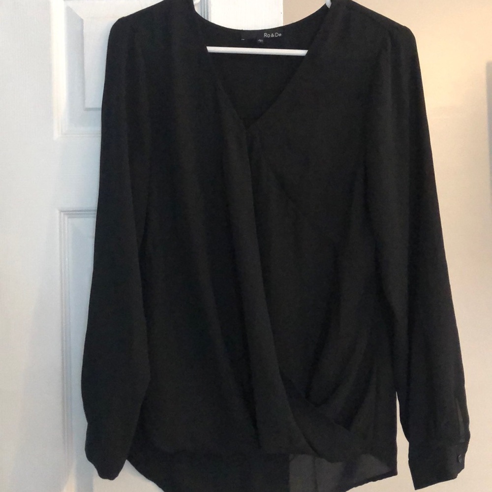 Black blouse with v neck